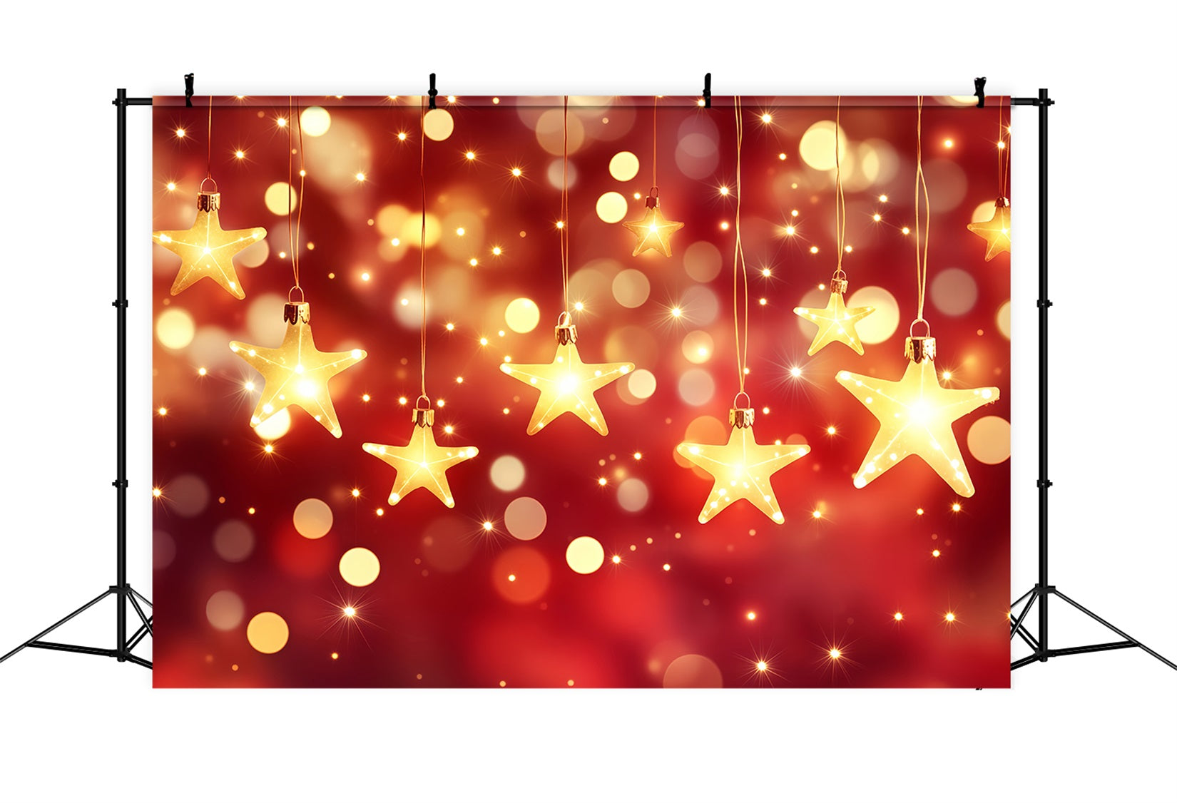 Toiles de fond pour le Nouvel An lumières étoiles suspendues bokeh toile de fond paillettes dorées TWW512-26