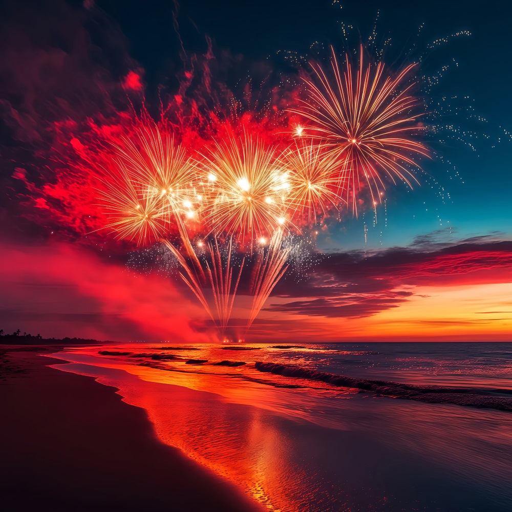 Fond pour le Nouvel An Nuages Plage Feux d'artifice Fond pour le réveillon du Nouvel An TWW512-6