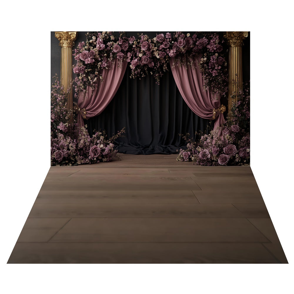 Toile de fond Arche Romance Pourpre + Sol Bois Brun TWW57-72