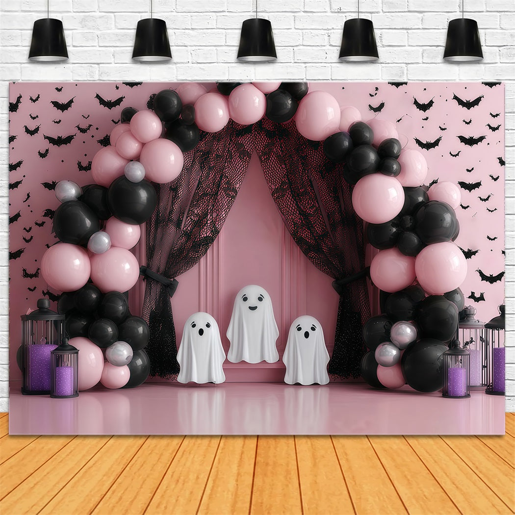 Fond pour cake smash Arc de ballons fantômes roses Fond pour cake smash TWW59-210