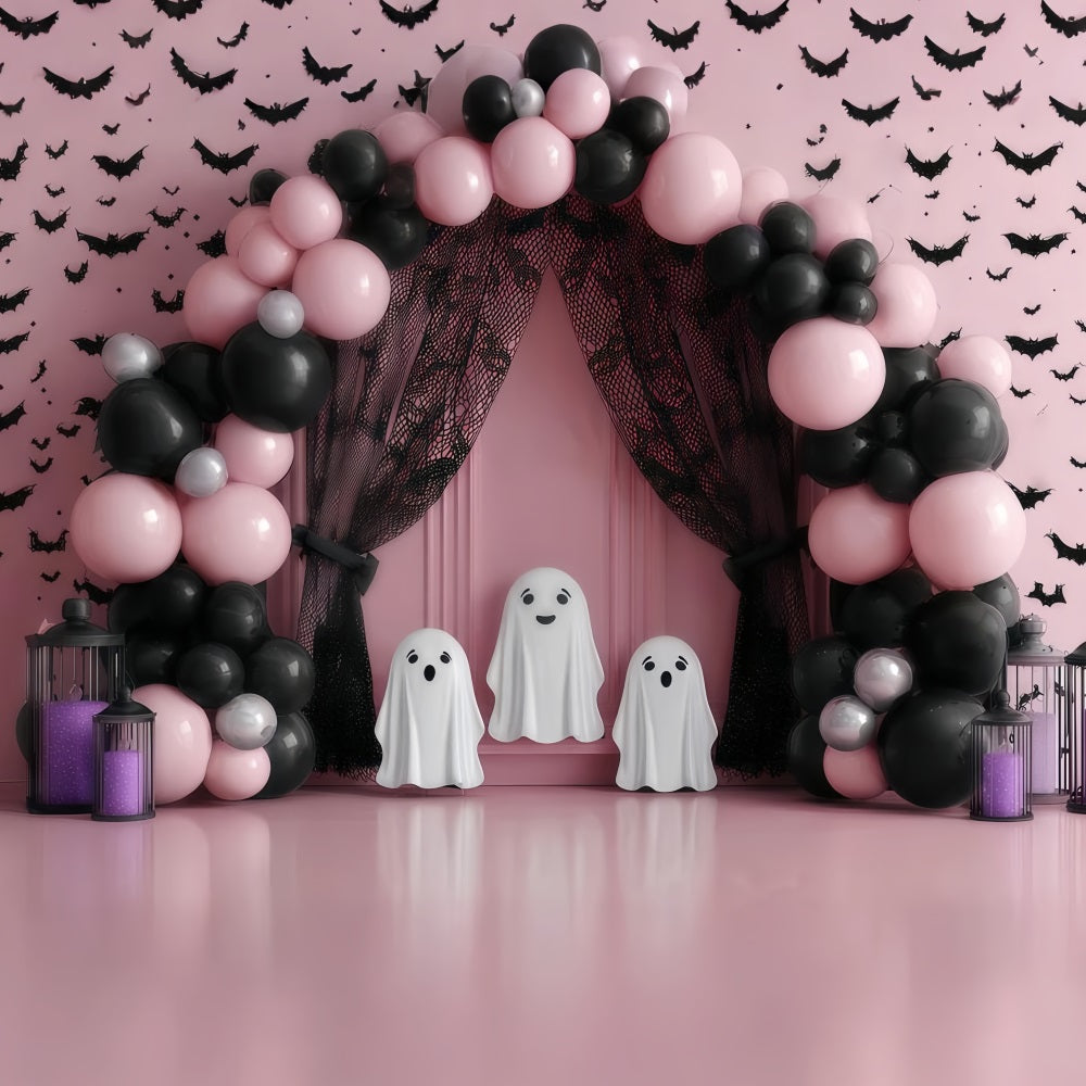 Fond pour cake smash Arc de ballons fantômes roses Fond pour cake smash TWW59-210