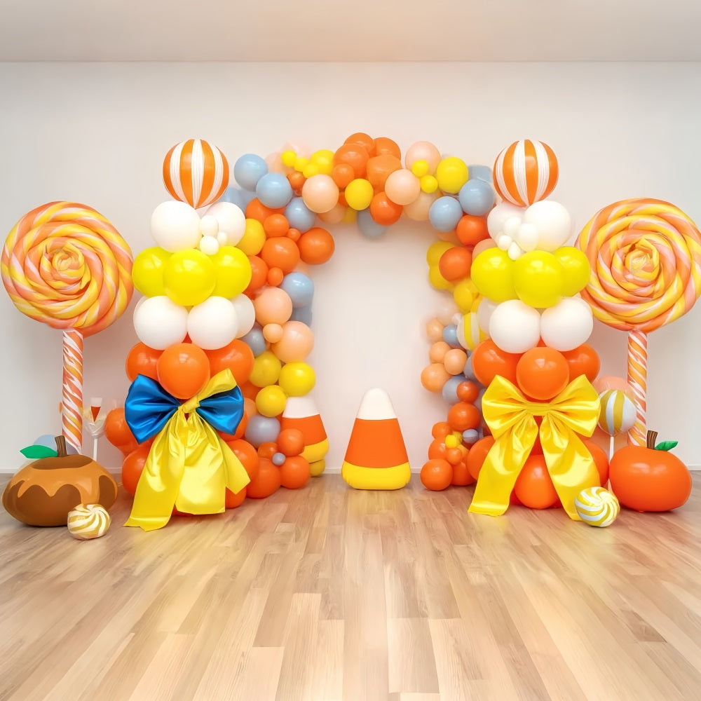 Fond pour smash cake avec arche de ballons colorés Fond pour photographie de smash cake TWW59-212