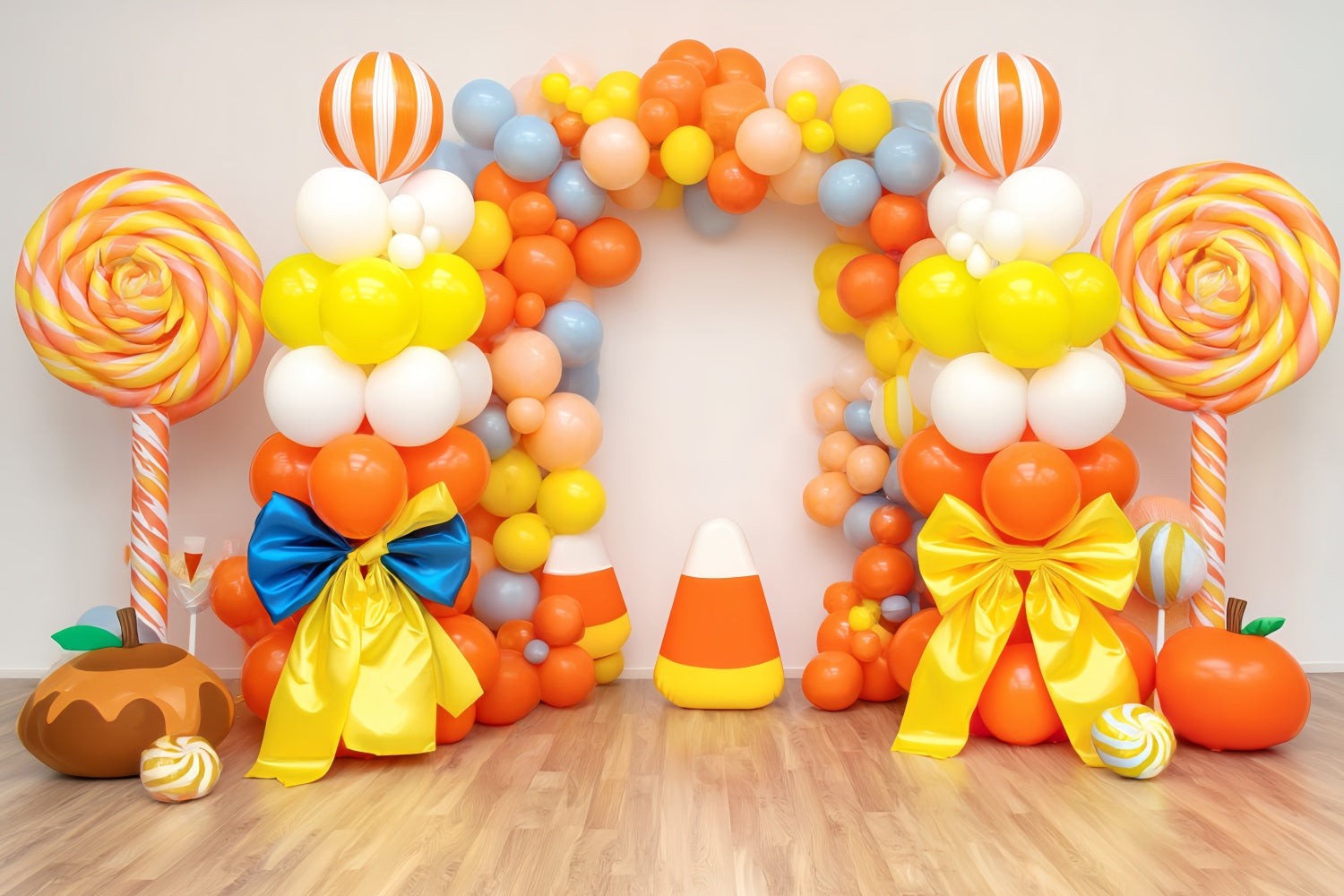 Fond pour smash cake avec arche de ballons colorés Fond pour photographie de smash cake TWW59-212