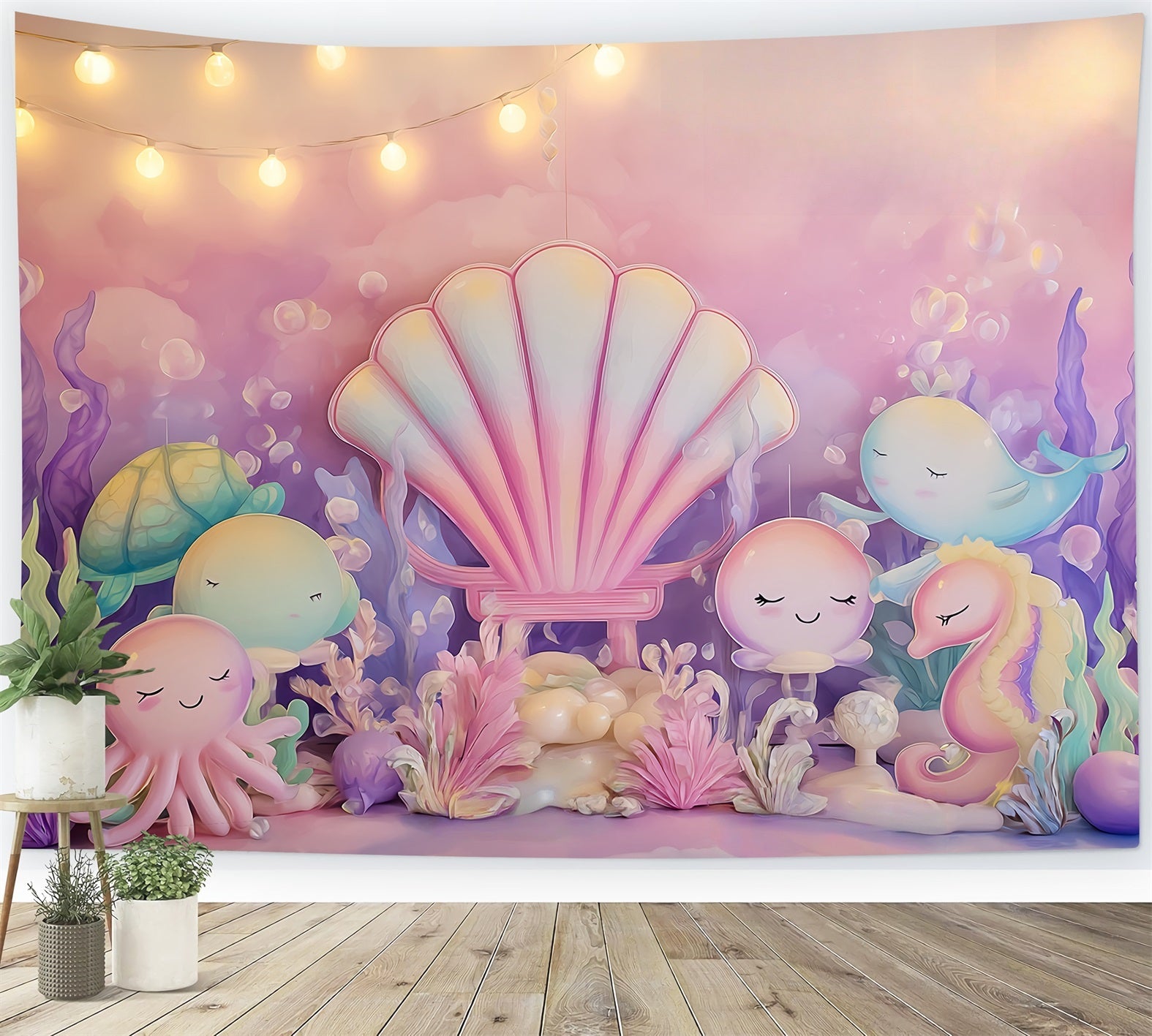 Toiles de fond pour photographie de gâteaux Toile de fond pour smash cake sous-marin pastel océan amis TWW59-215