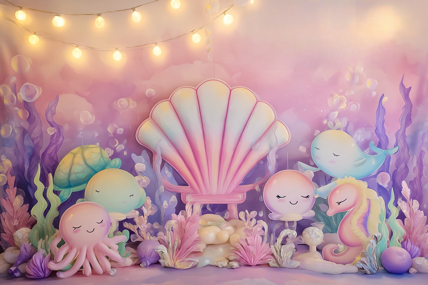 Toiles de fond pour photographie de gâteaux Toile de fond pour smash cake sous-marin pastel océan amis TWW59-215