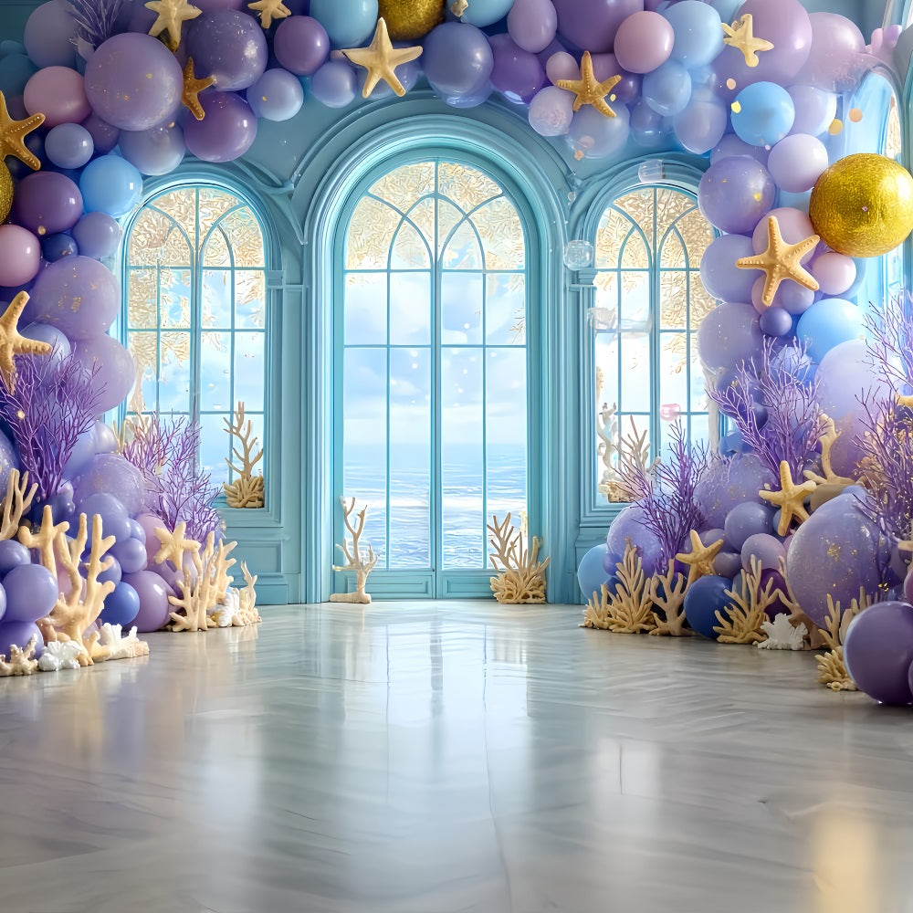 Fonds pour cake smash Fond d'anniversaire Ocean Window Coral Dream TWW59-218