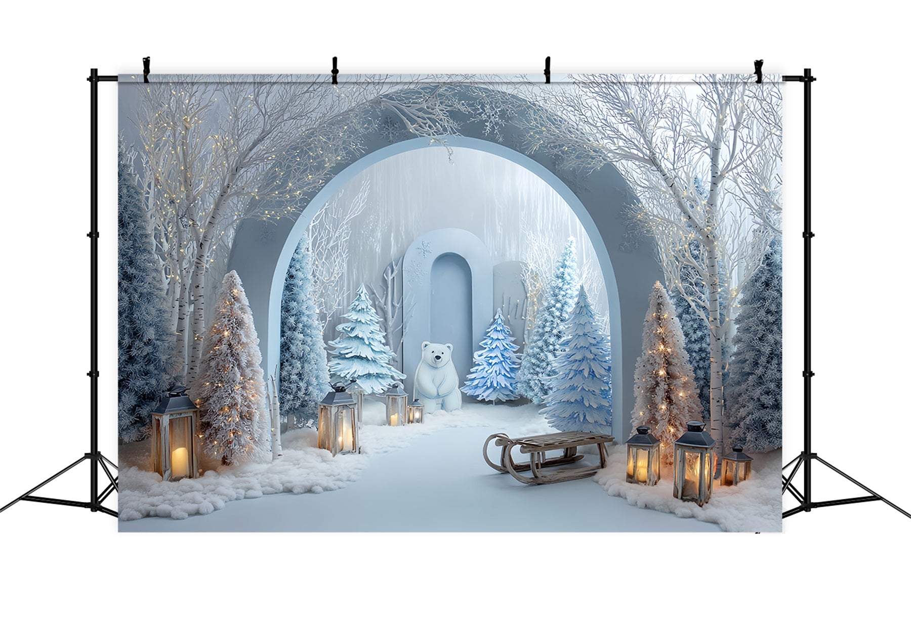 Fonds pour smash cake Fond d'anniversaire Forêt hivernale et pays des merveilles polaires TWW59-222