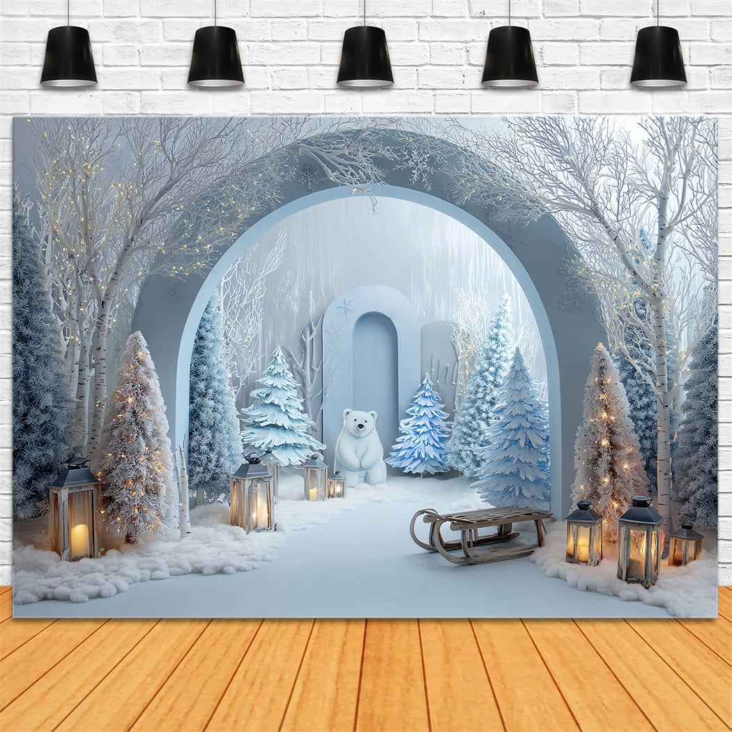 Fonds pour smash cake Fond d'anniversaire Forêt hivernale et pays des merveilles polaires TWW59-222