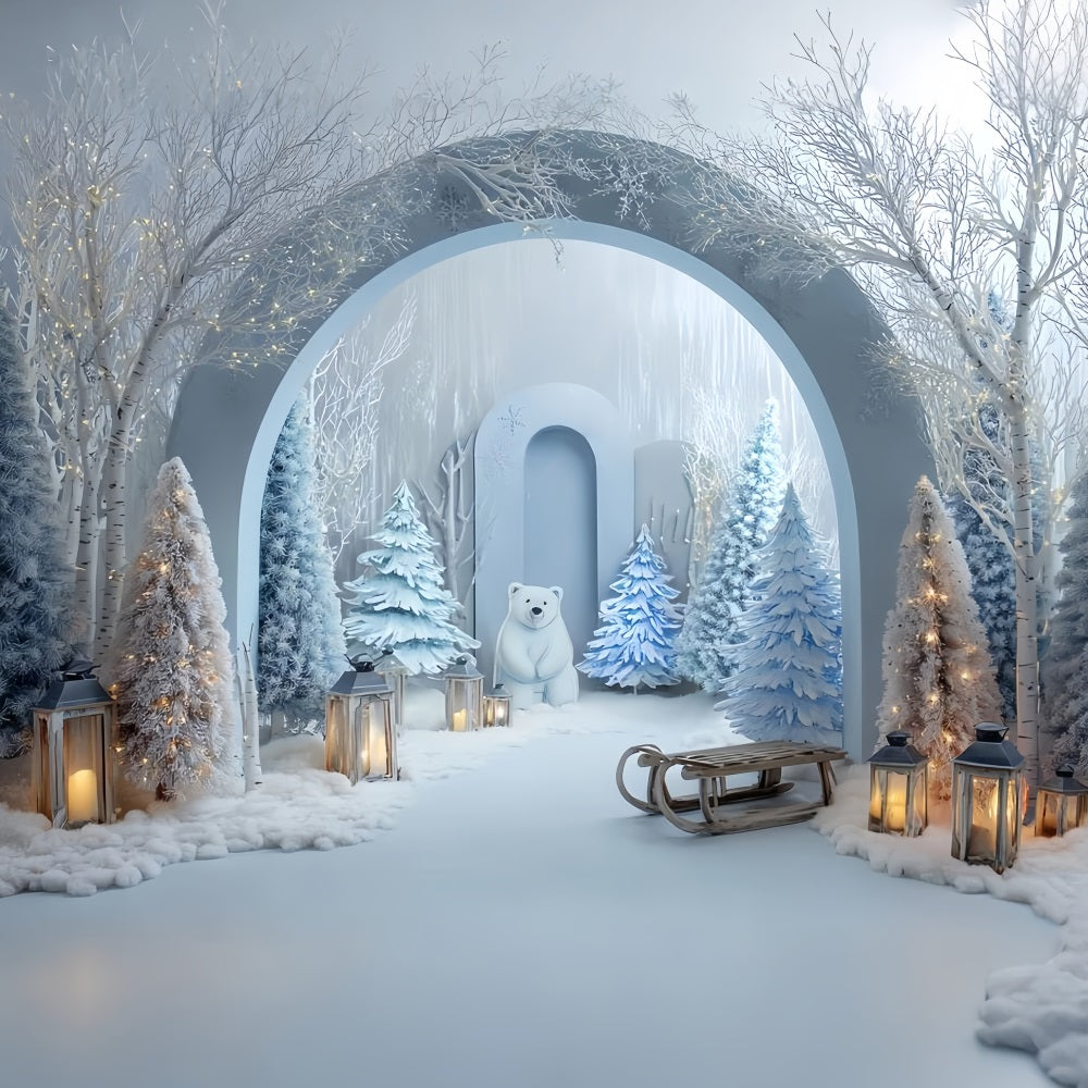 Fonds pour smash cake Fond d'anniversaire Forêt hivernale et pays des merveilles polaires TWW59-222