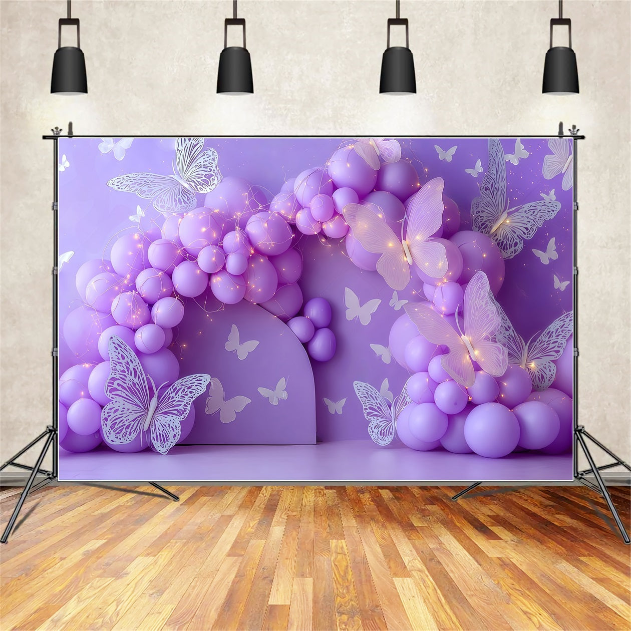 Toiles de fond pour cake smash Lavande Papillon Ballon Rêve Toiles de fond pour photographie de gâteaux TWW59-224