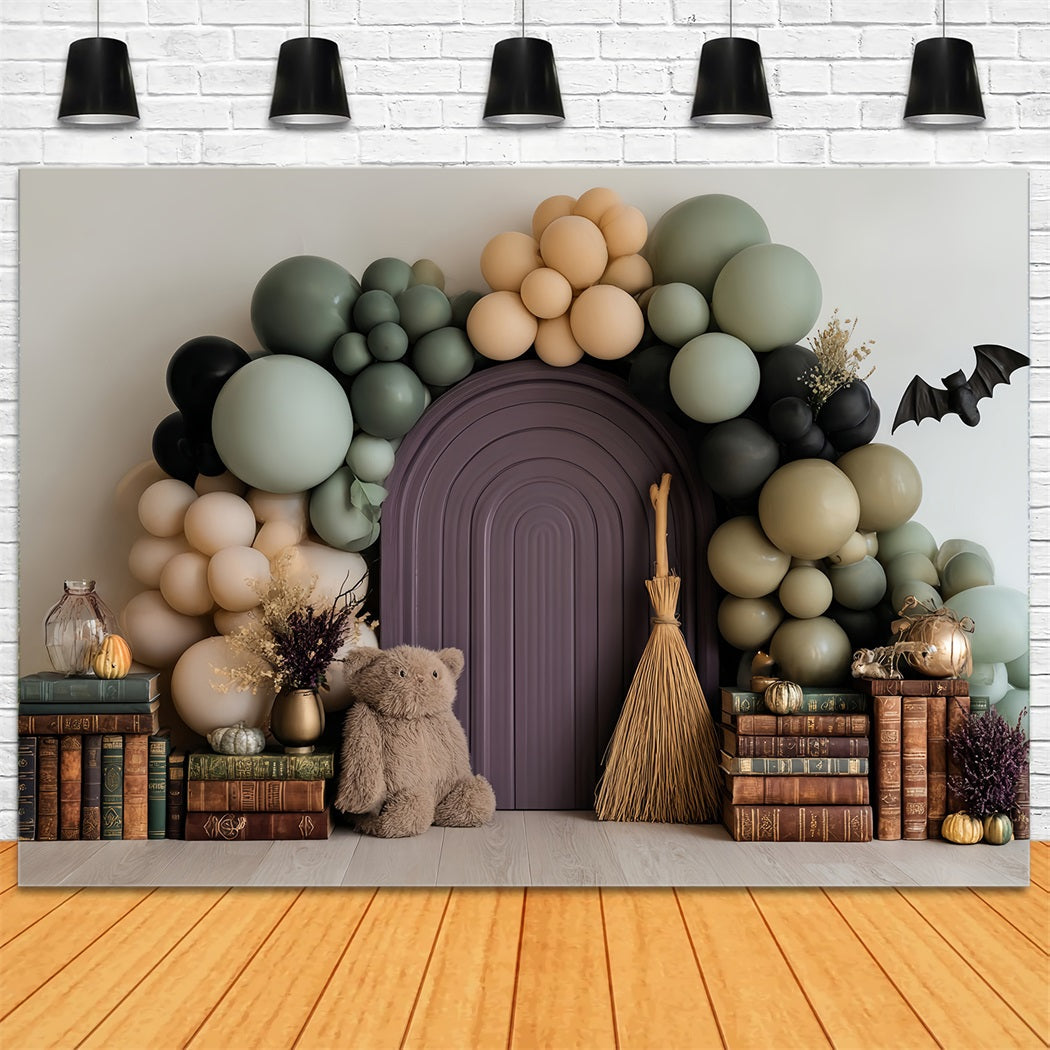 Toile de fond pour cake smash Garçon Sorcier Ours en peluche Ballon Bibliothèque Toile de fond d'anniversaire TWW59-226
