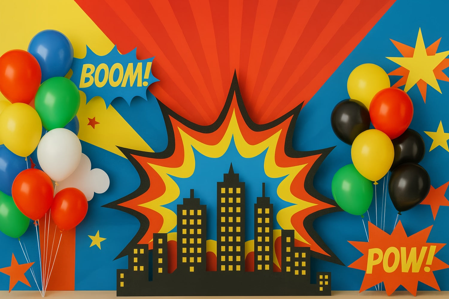 Fond pour cake smash Ballons colorés Fond pour cake smash City Burst TWW59-236