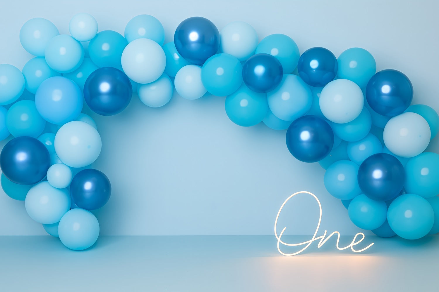 Fond pour gâteau d'anniversaire Arc de ballons bleus One Glow 1er anniversaire TWW59-258