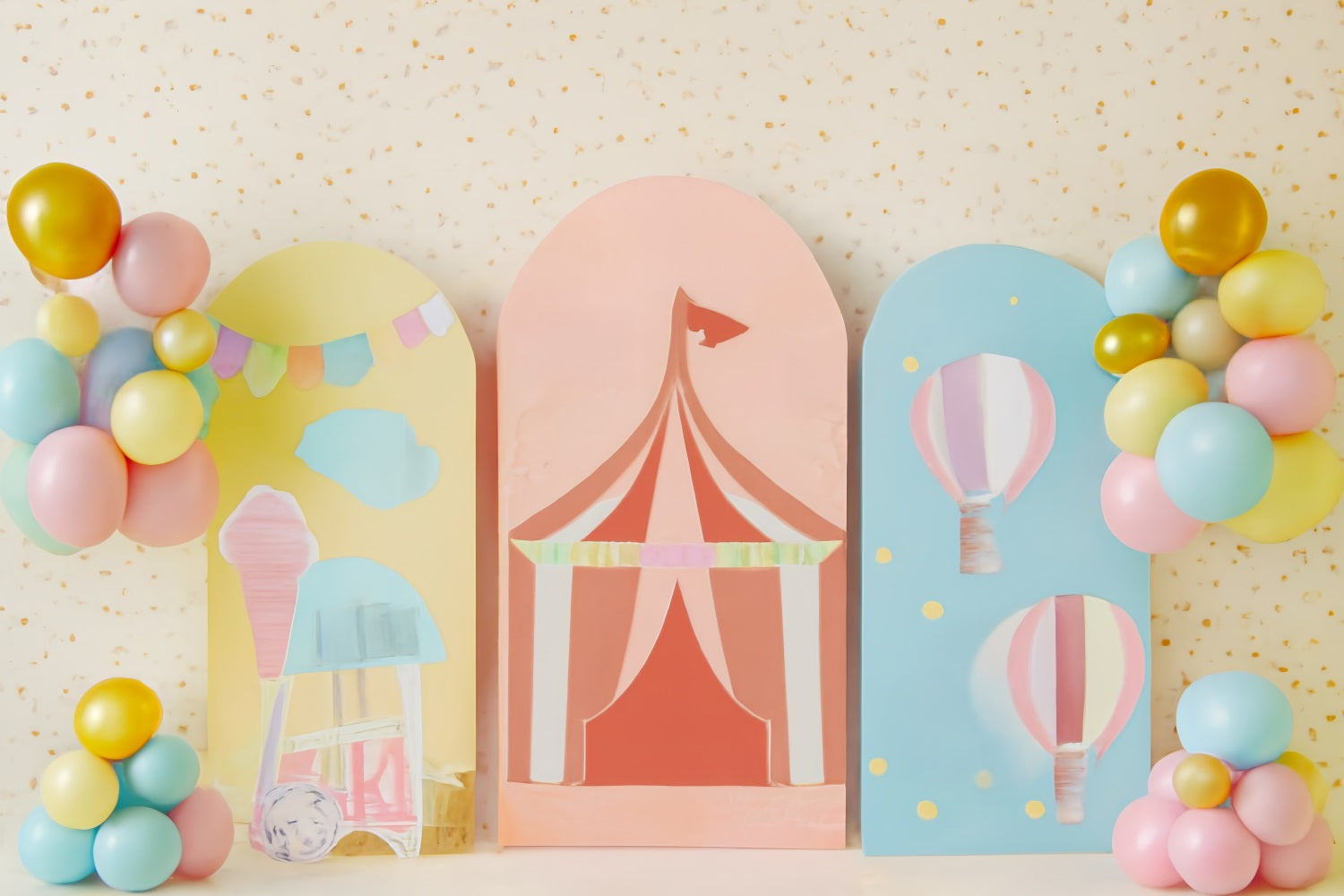 Fond pour gâteau d'anniversaire Pastel Circus Carnival Fond d'anniversaire amusant TWW59-259