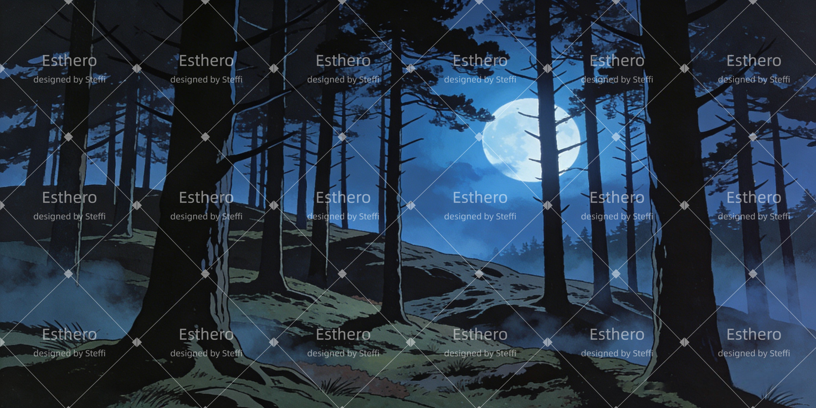 Fond de Scene Forêt Clair De Lune CSH63-T8