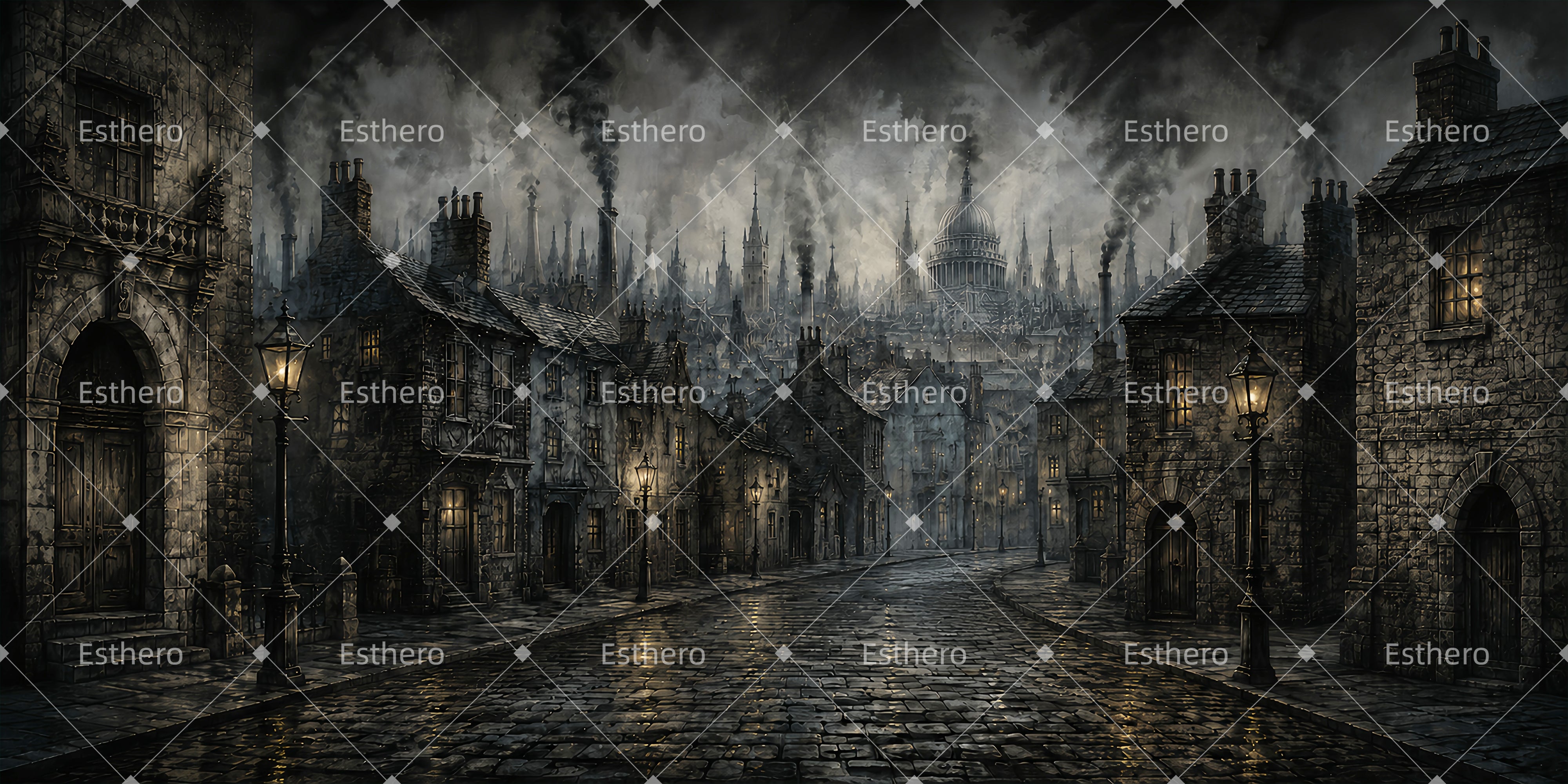 Décor de Scène Professionnel Londres Enfumé pour Théâtre ZTT66-T97
