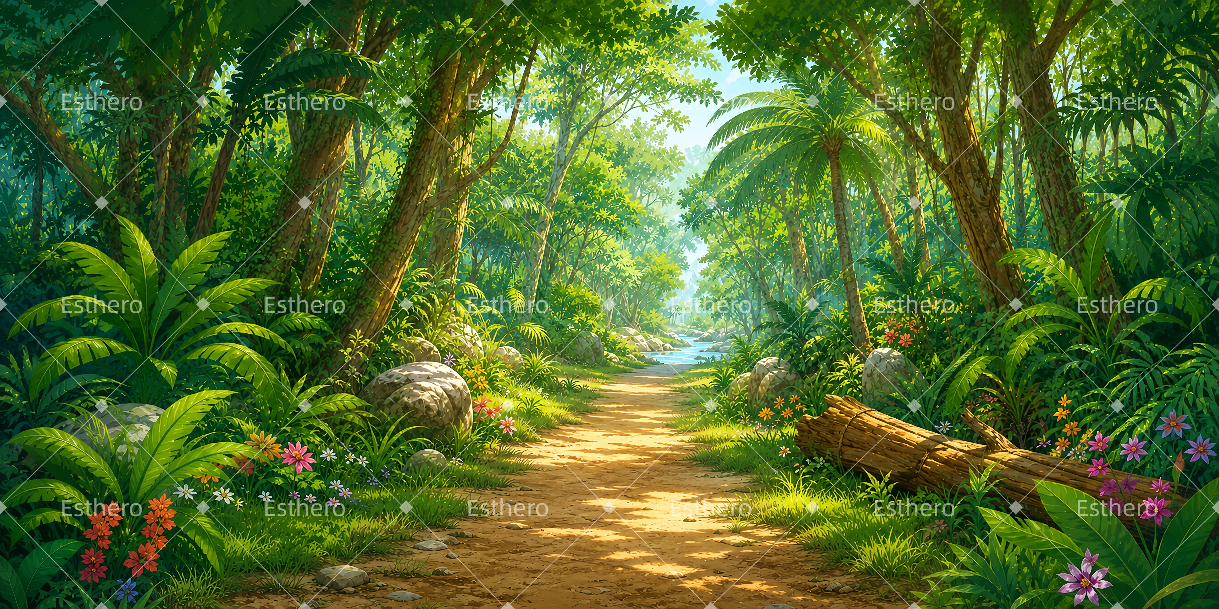 Toile de fond chemin forestier décor de théâtre ZTT65-T31