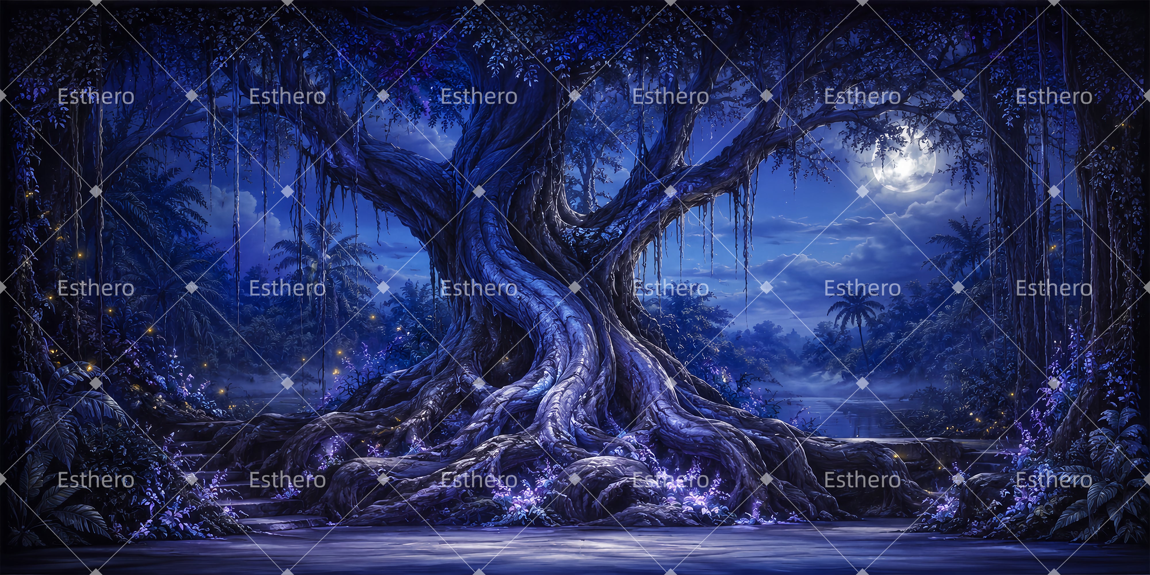 Toile de fond arbre enchanté décor de forêt ZTT65-T34