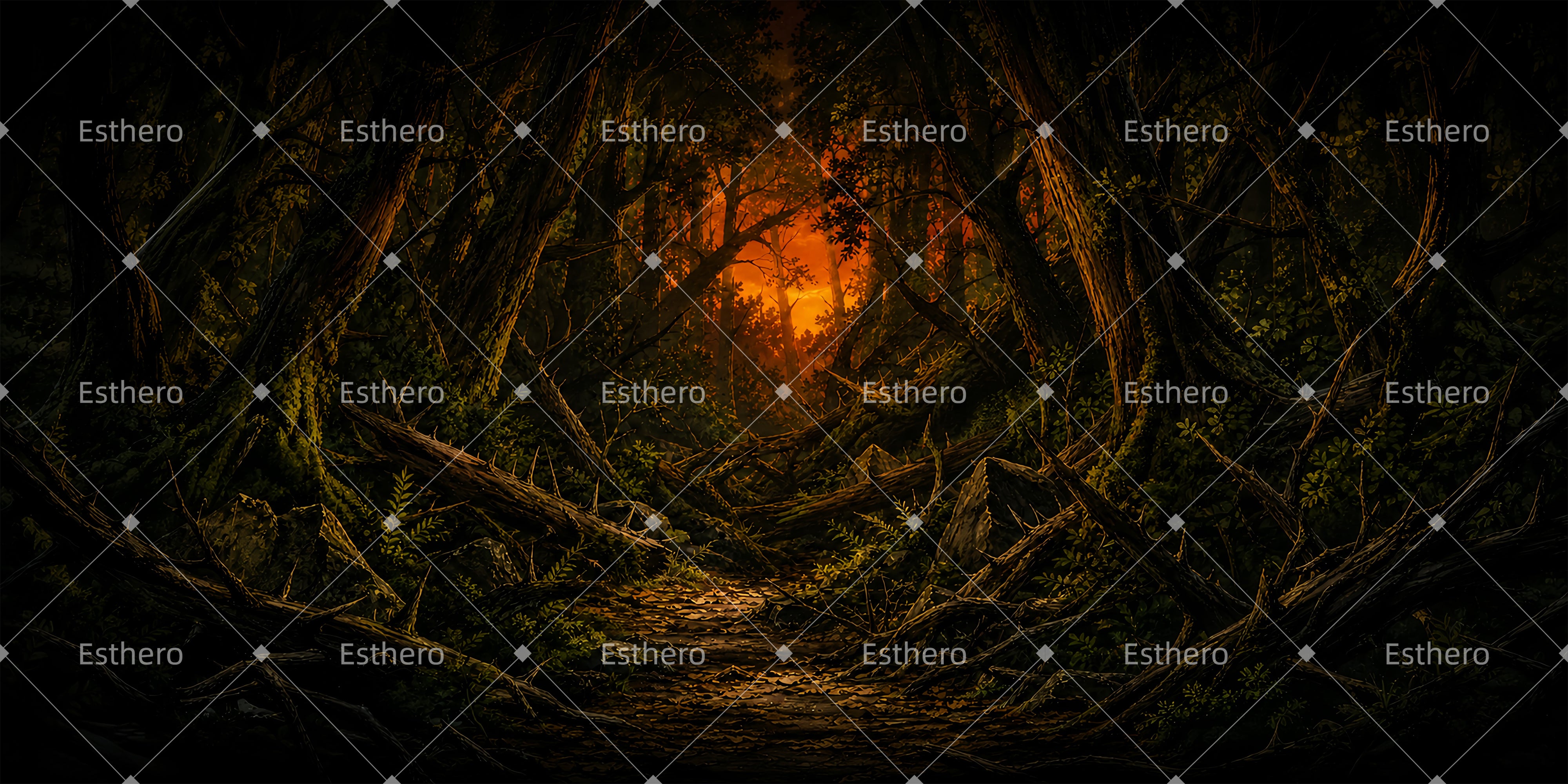 Grande toile de fond sentier de la forêt aux épines décor de théâtre ZTT65-T36