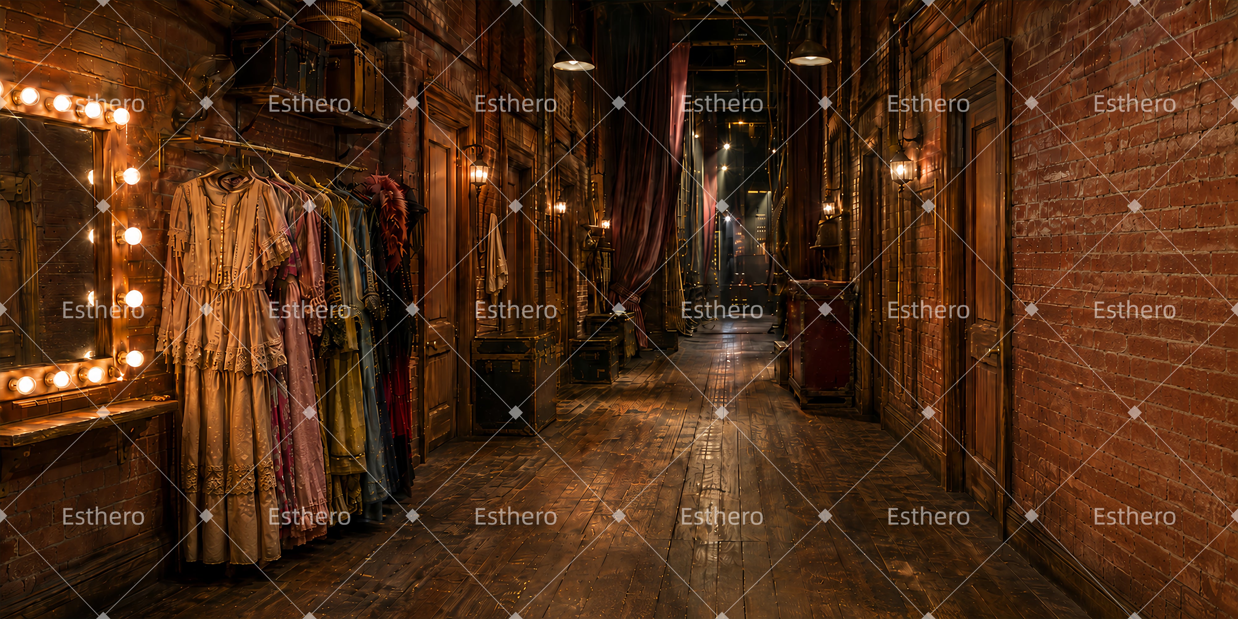 Toile de fond ruelle de coulisses décor de théâtre ZTT65-T49