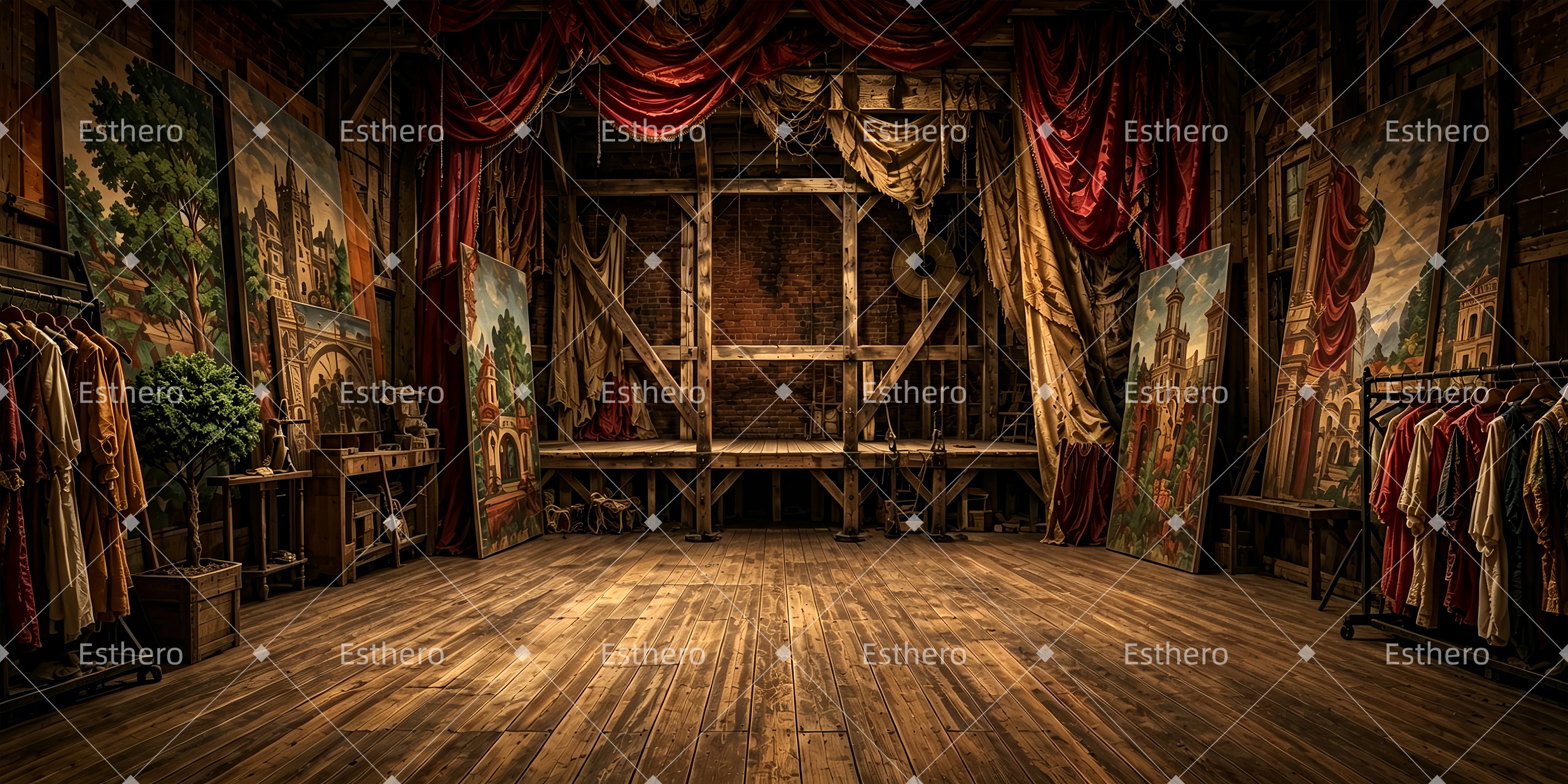 Grande toile de scène représentant les coulisses d’un théâtre ZTT65-T59