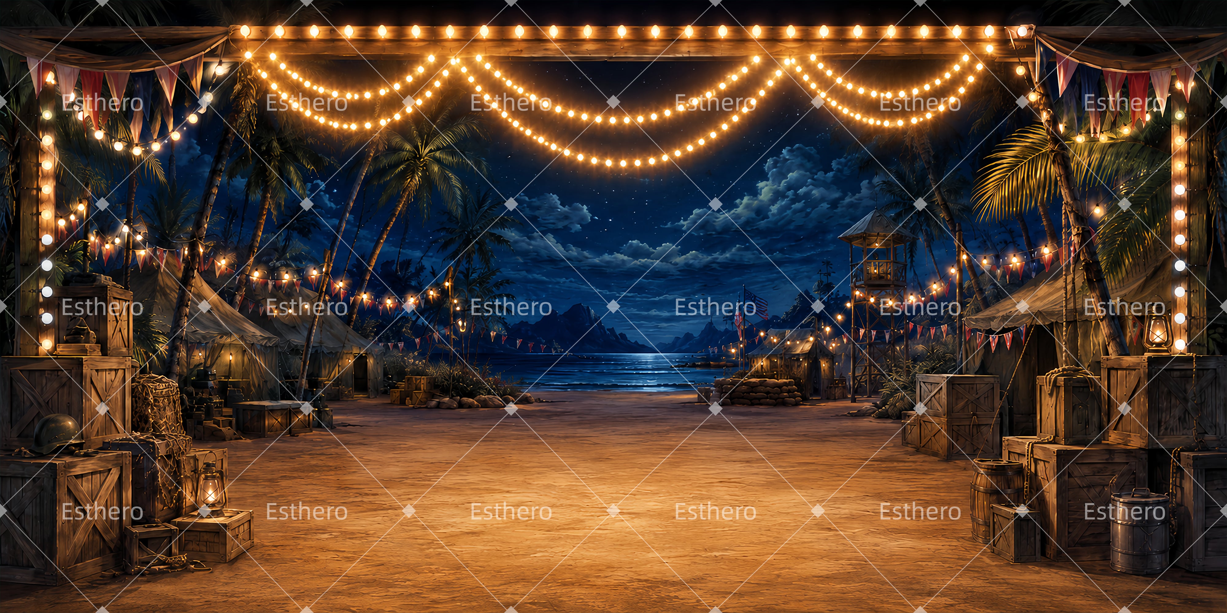 Toile de fond de fête tropicale pour spectacle et représentation théâtrale ZTT65-T75