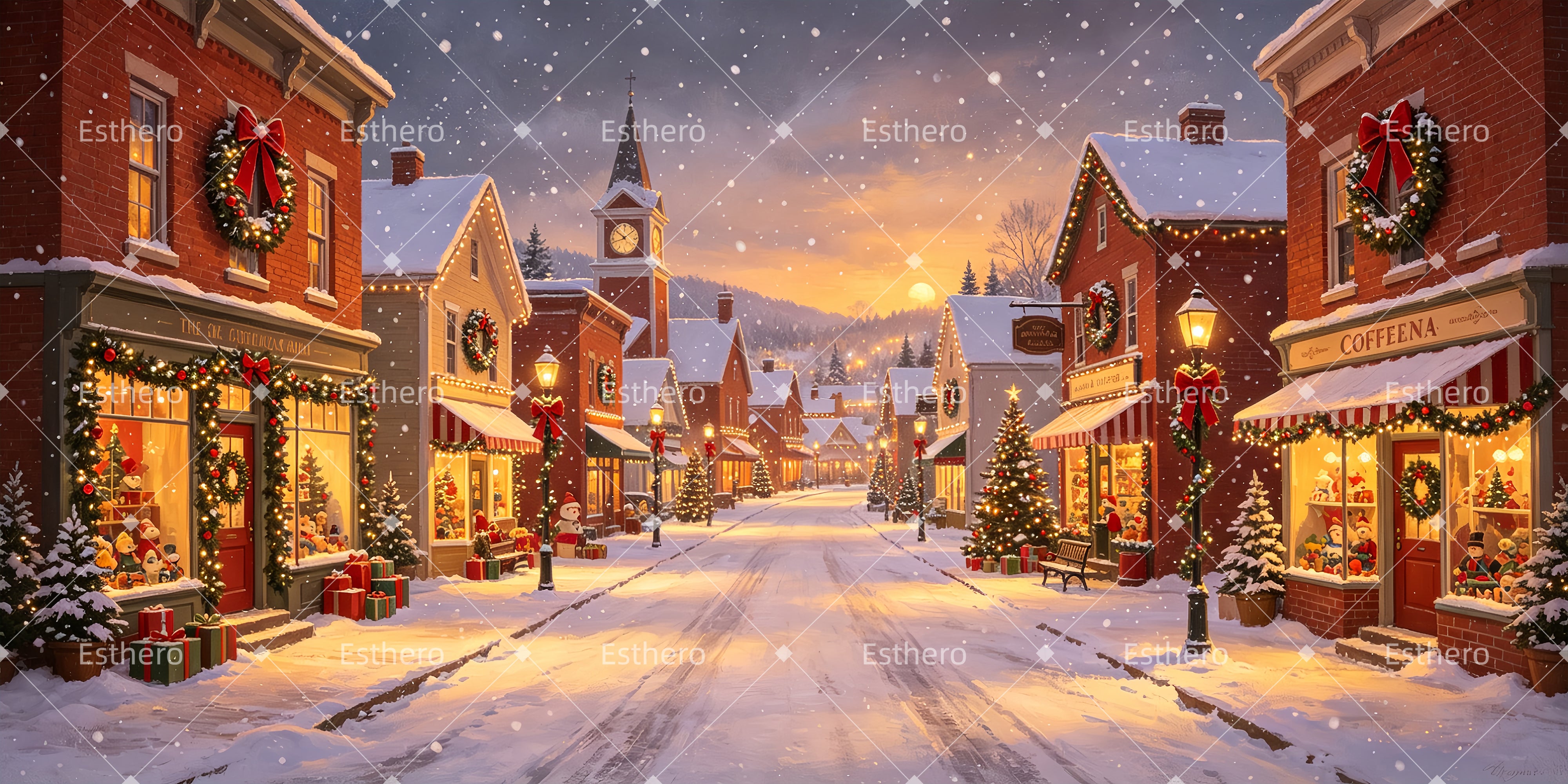 Toile de Fond Ville de Noël pour Spectacle Scolaire ZTT66-T107