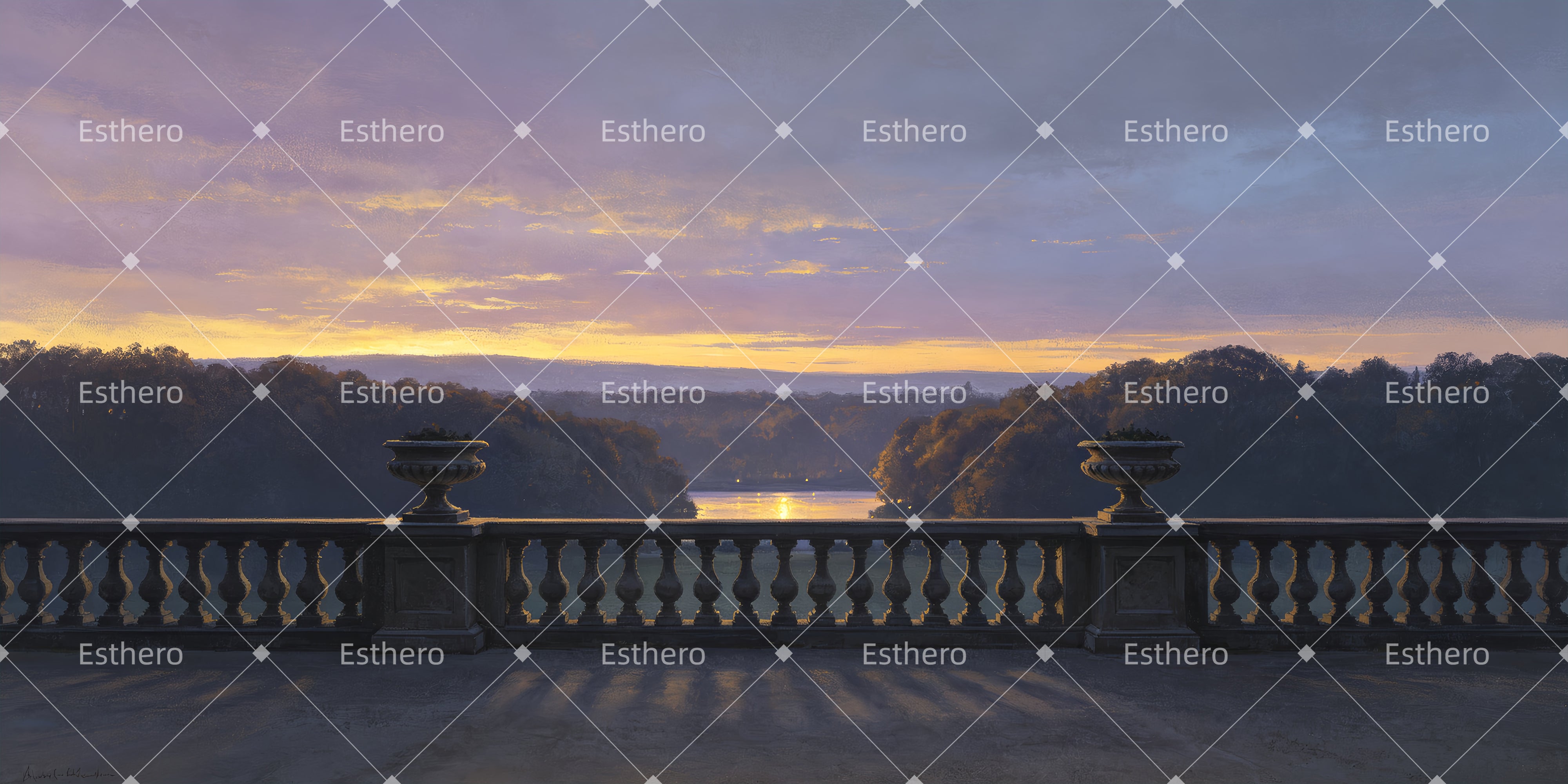 Grande Toile de Fond Terrasse au Crépuscule Décor de Théâtre ZTT66-T89