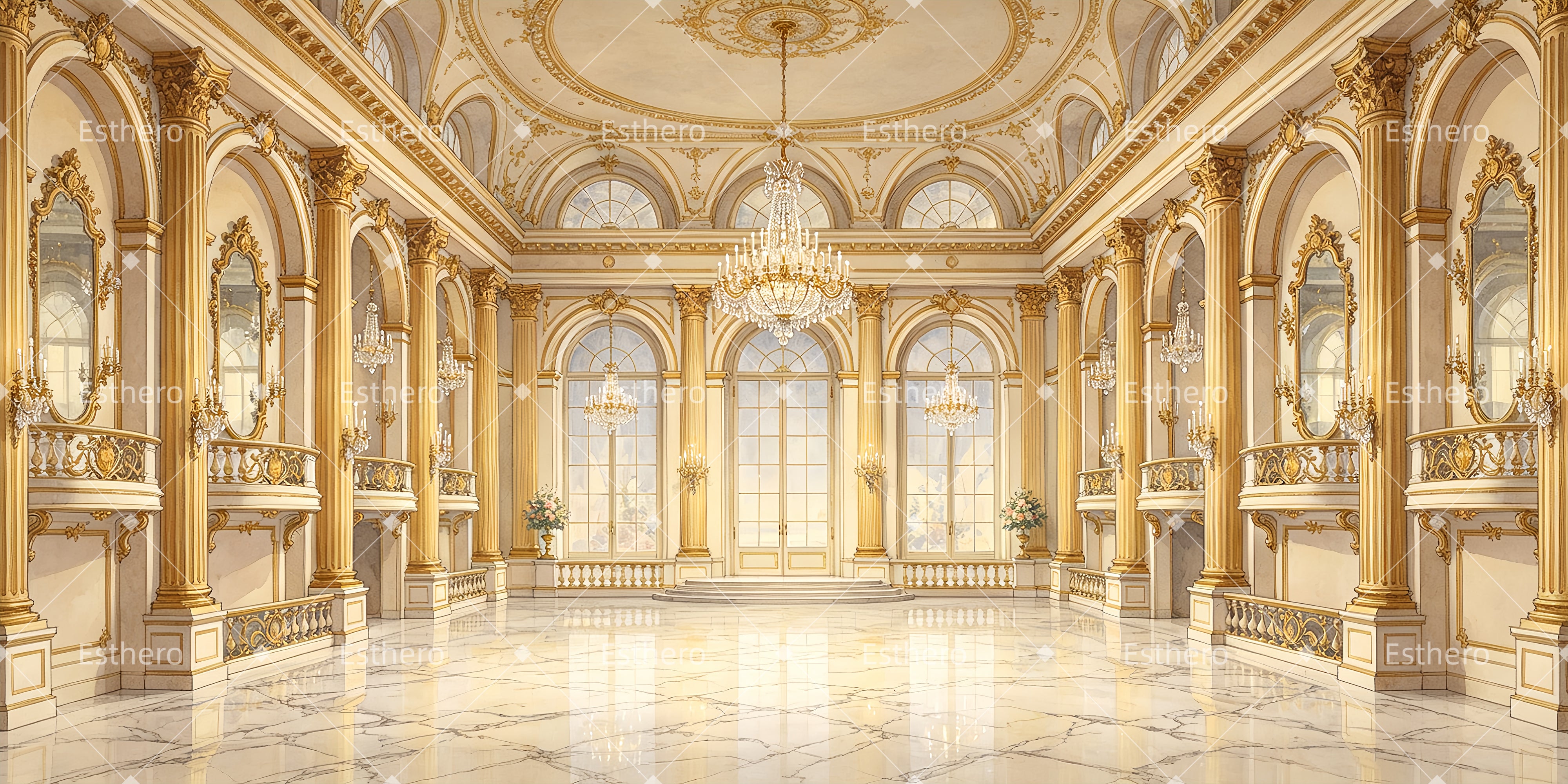 Décor de Bal Scolaire Grande Salle de Bal Royale ZTT66-T93