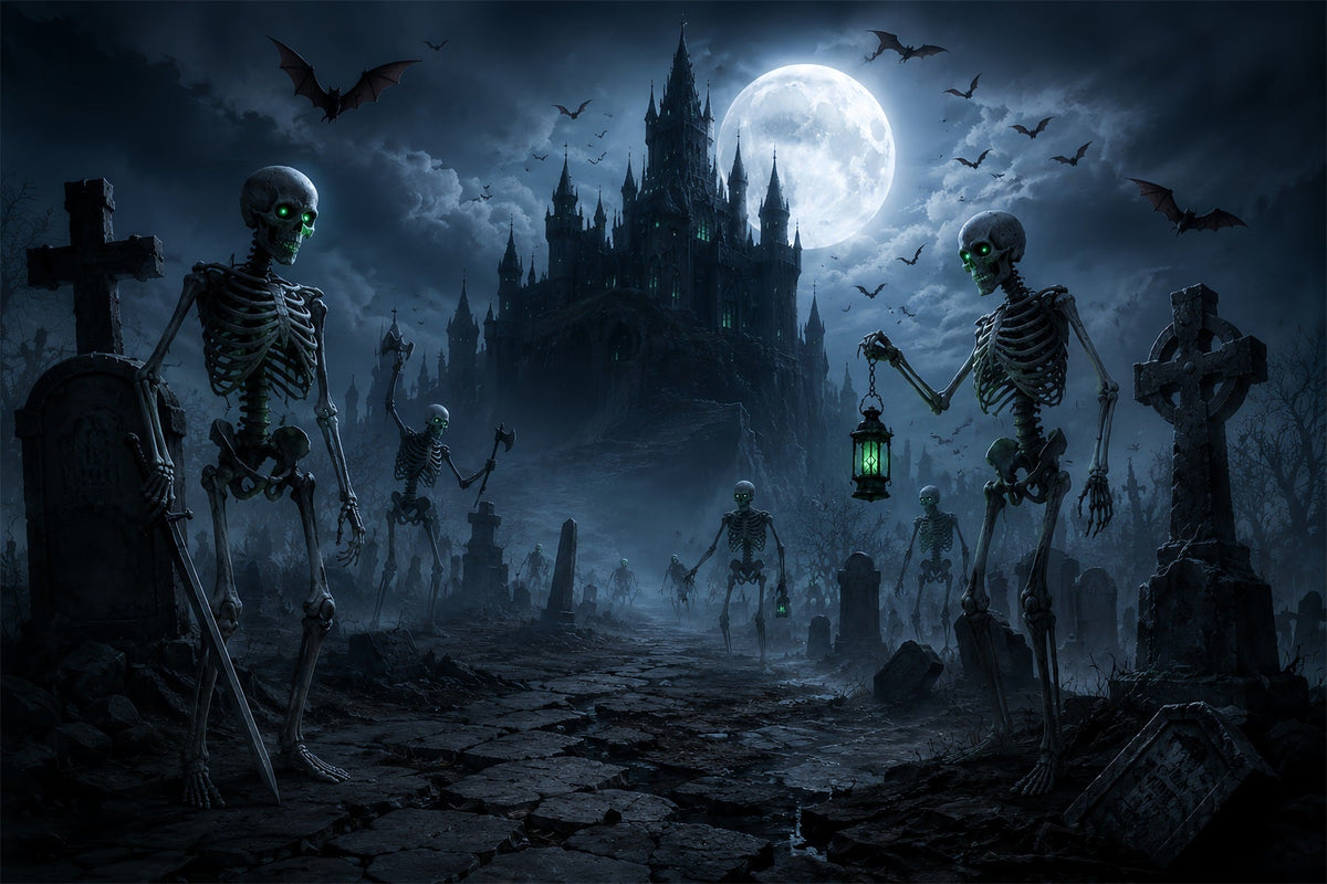 Idées De Décors D'Halloween À Faire Soi-Même Château De Squelettes Au Clair De Lune Et Cimetière ZTT67-1