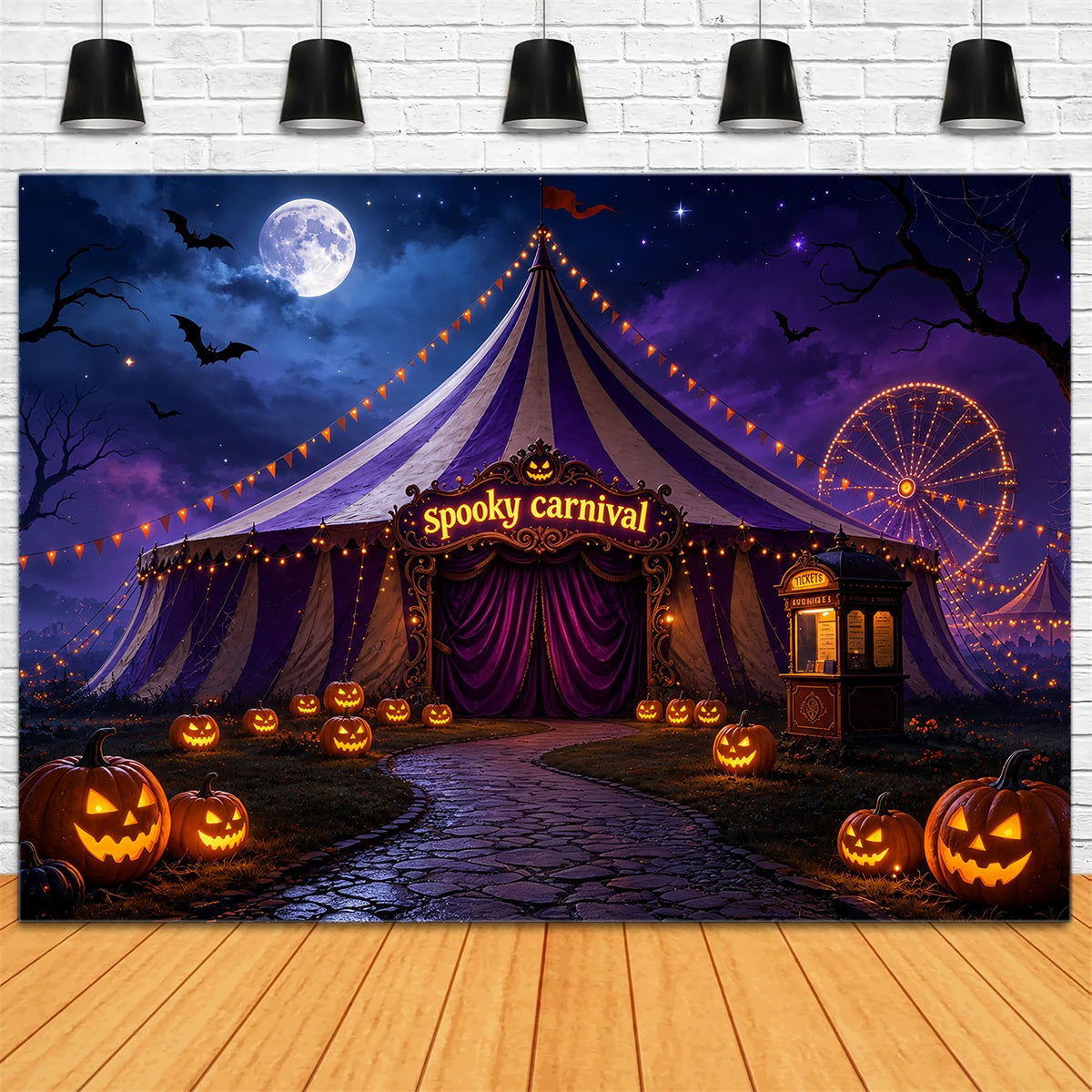 Décor De Carnaval D'HalloweenTente De Carnaval Citrouille Éclairée Par La LuneDécor ZTT67-10