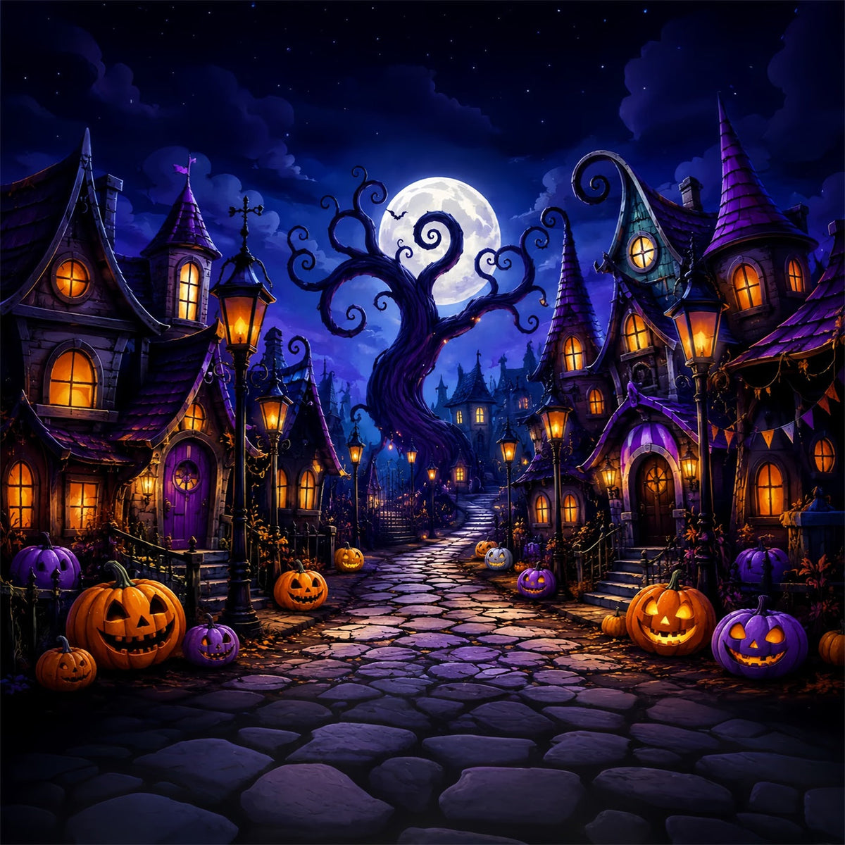 Décor De Rue Fantaisiste Avec Village De Citrouilles Pour Halloween ZTT67-16
