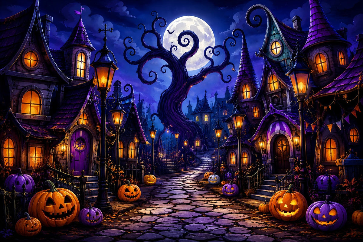 Décor De Rue Fantaisiste Avec Village De Citrouilles Pour Halloween ZTT67-16