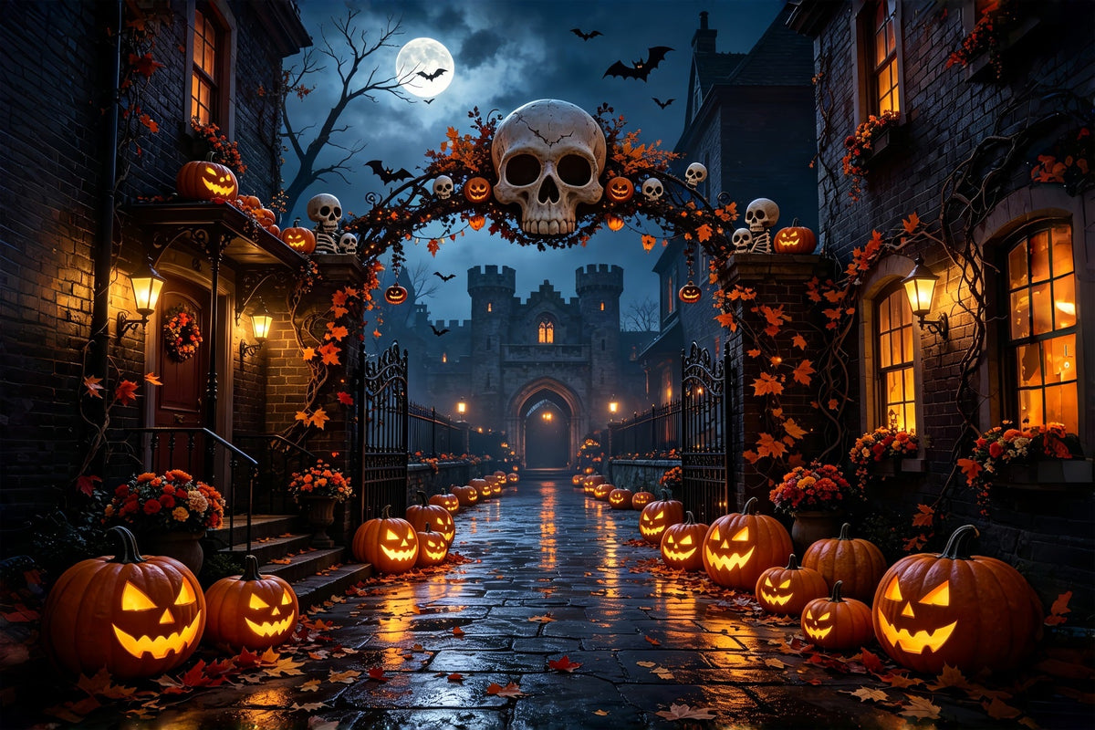 Décor De Fête D'Halloween Arche De Crânes Rue De Citrouilles Décor De Photomaton D'Halloween ZTT67-27