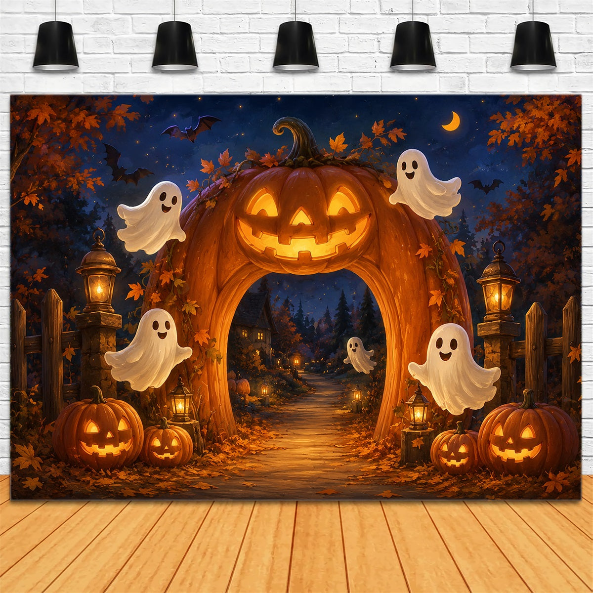 Décor D'Halloween Avec Fantôme Citrouilles Et Lanternes ArcheDécor Effrayant ZTT67-38