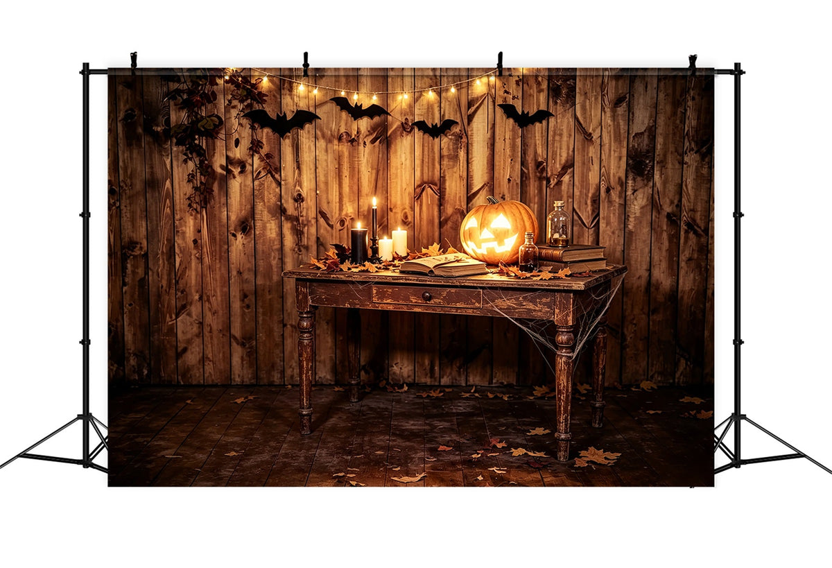 Décor De Table Rustique Avec Bougies Citrouilles Pour Halloween Décoration D'Anniversaire D'Halloween ZTT67-46