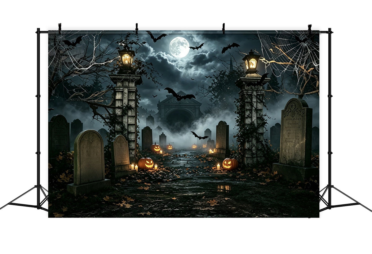 Décor De Fond D'Halloween Avec BallonsToile D'Araignée Citrouille Entrée De Cimetière Thème Halloween ZTT67-50