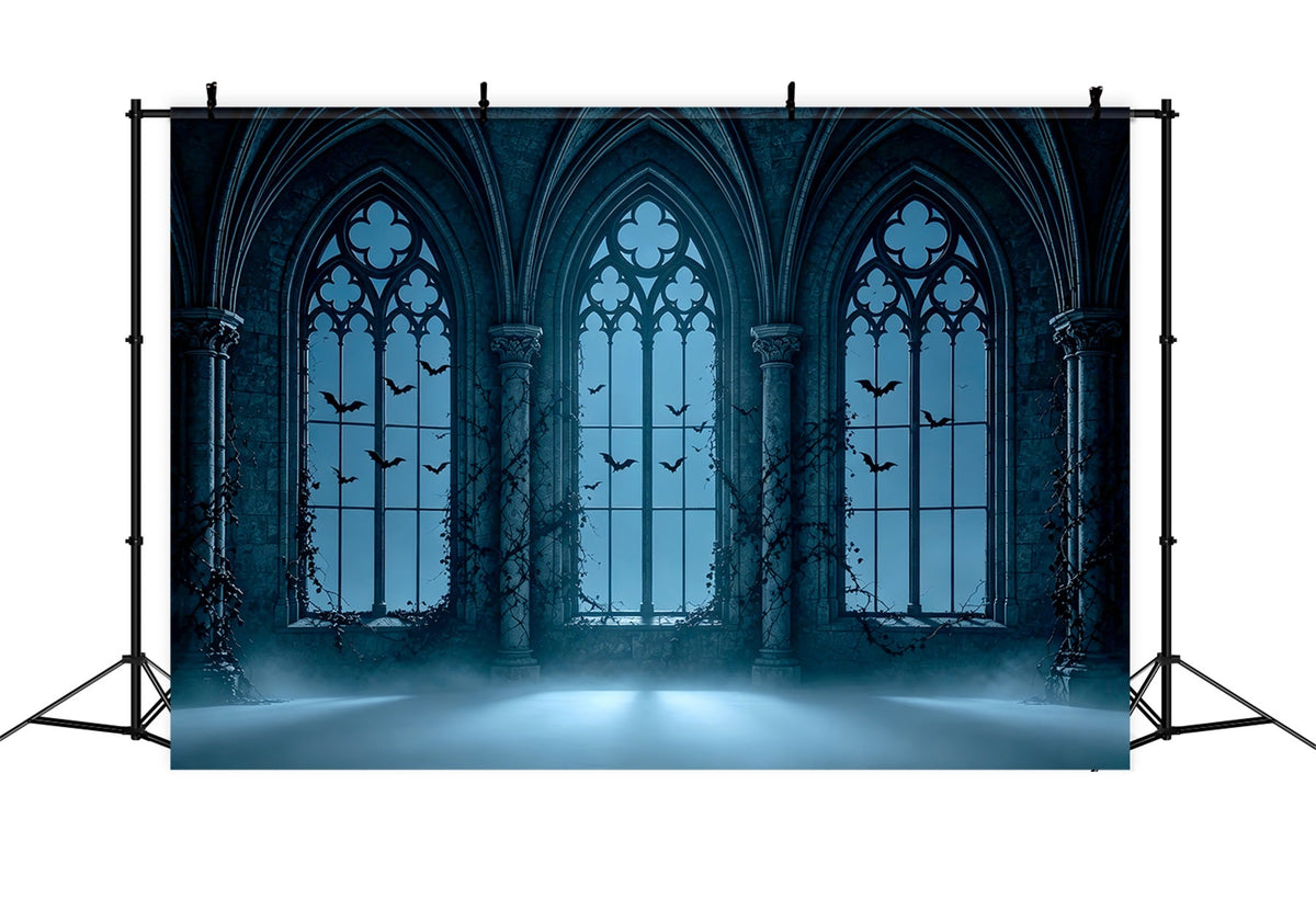 Idées De Décors Photo Pour Une Fête D'Halloween Vampire Fenêtres Cintrées Gothiques Brumeuses ZTT67-59