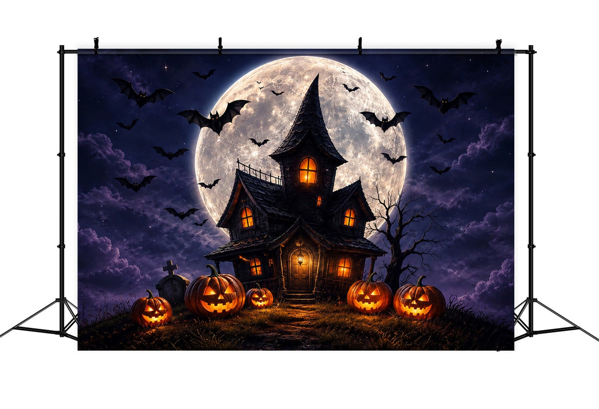 Décor De Repaire De Sorcière Citrouille Au Clair De Lune Scène D'Halloween Dans Une Maison HantéeDécor ZTT67-60
