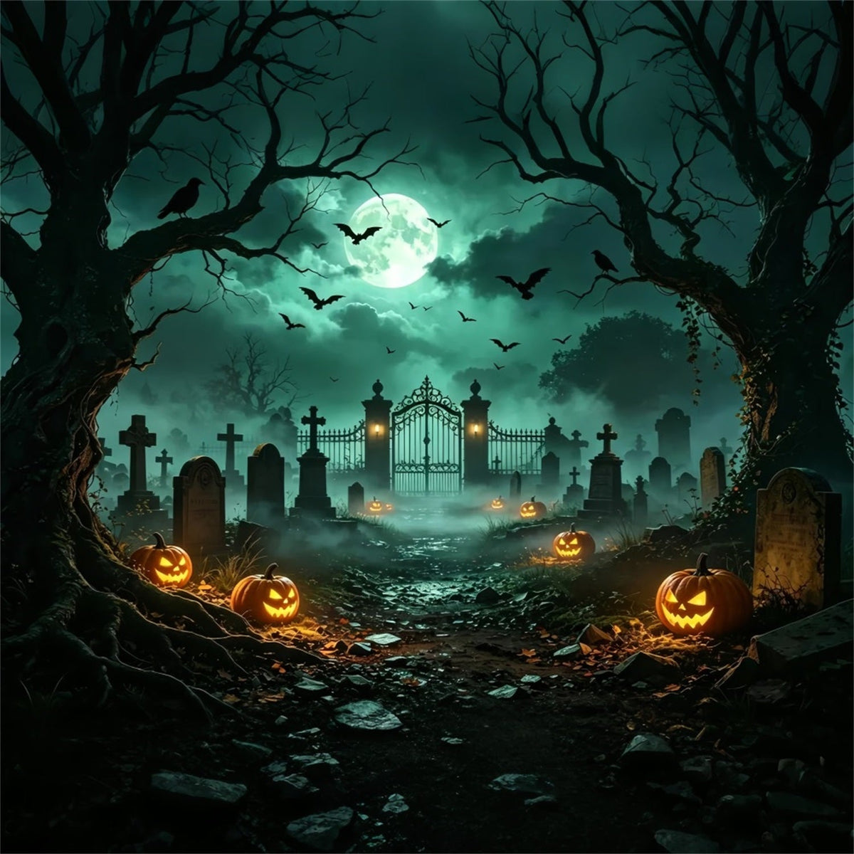 Décor De Cimetière Pour Halloween Avec Un Chien Citrouille Au Clair De LunePorte De Cimetière Décor ZTT67-67