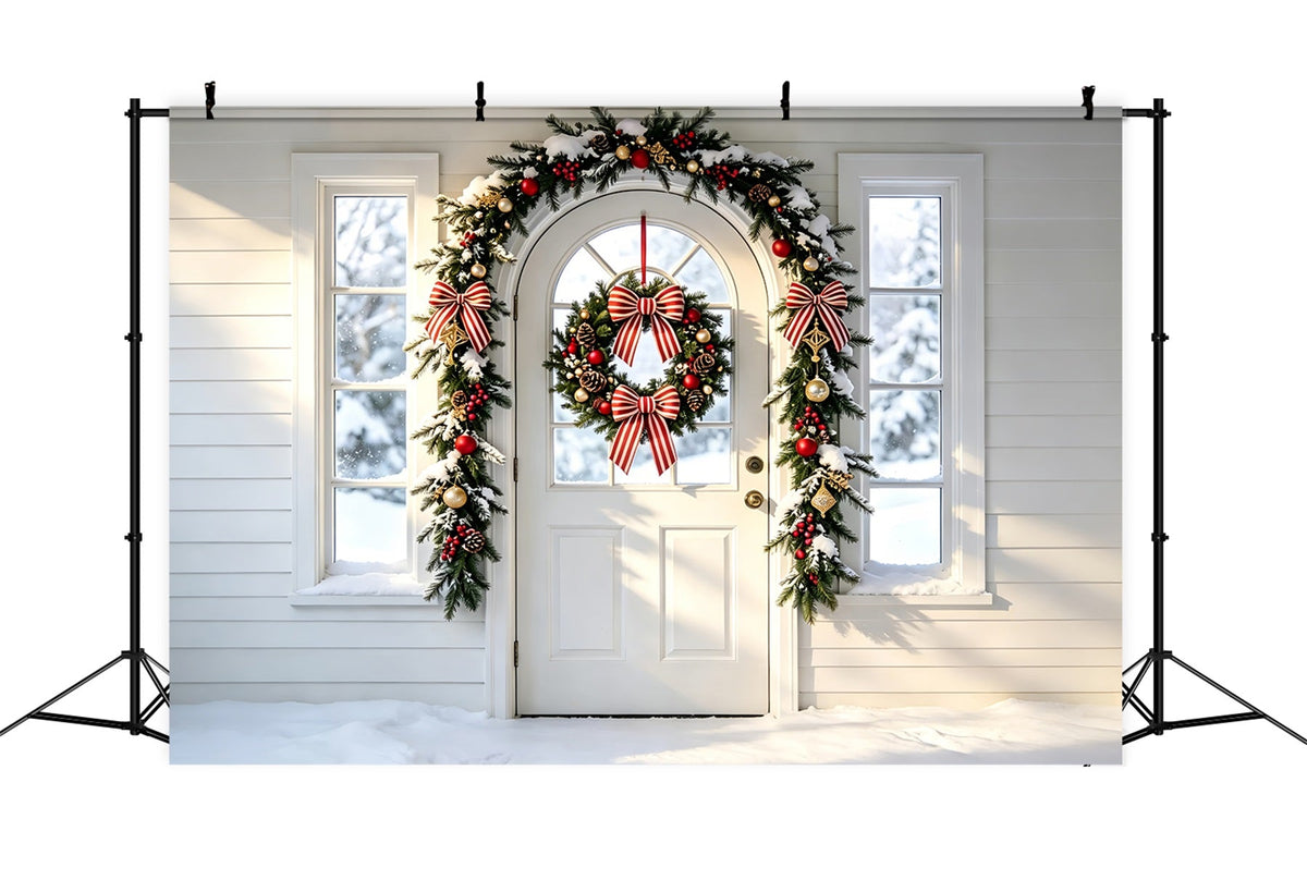 Fond Blanc De Noël Arche, Couronne, Guirlande, Porte Décors De Noël ZTT69-13