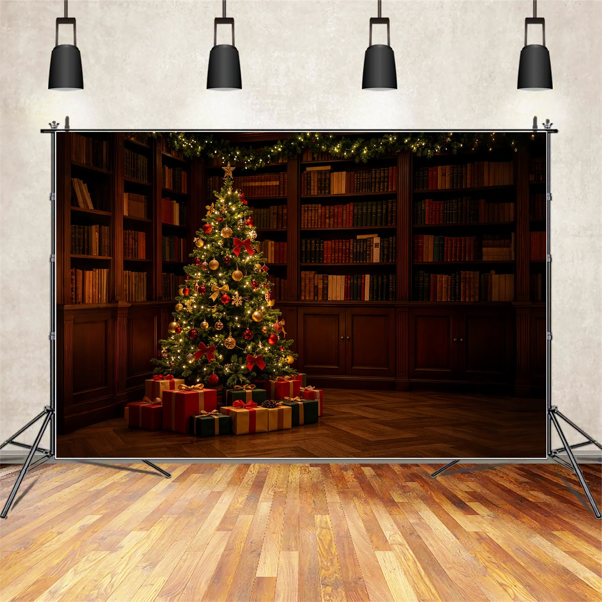 Décor De Noël Intérieur Coin Sombre De L'Arbre De La Bibliothèque Décors De Noël Professionnels ZTT69-18
