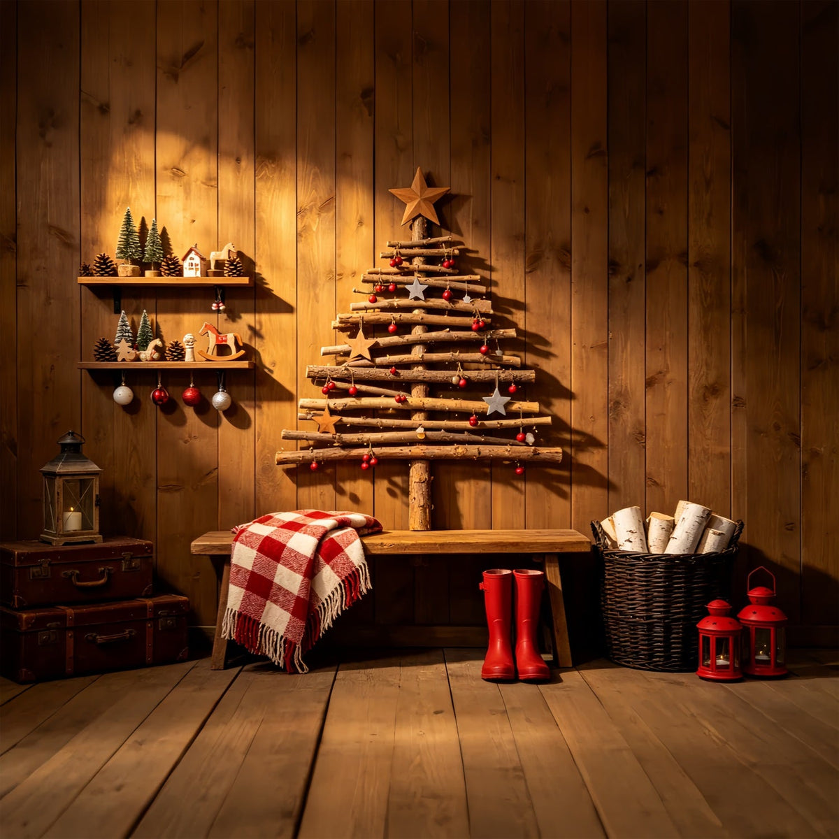 Décors De Noël Rustiques Décoration De Sapin De Noël En Bois De Style Champêtre Décors De Noël D'Intérieur ZTT69-42