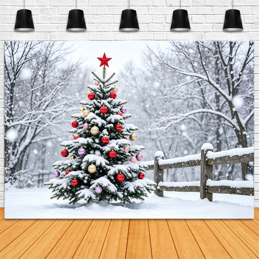 Décor De Neige De Noël Paysage D'Arbres De Forêt Enneigée Toiles De Fond En Mousseline De Noël ZTT69-48