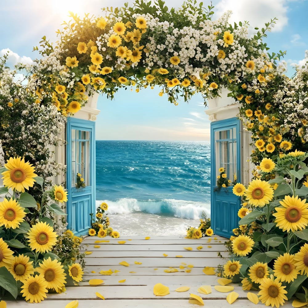 Toile de fond de Plage Été Tournesol Arche ZXY3-16