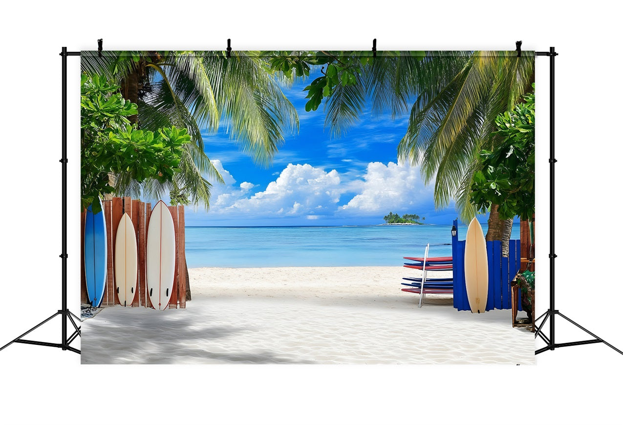 Toile de fond de Plage Été Photographie Planche de Surf Tropicale ZXY3-23