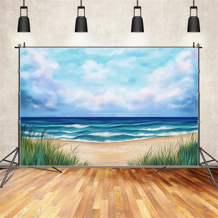 Toile de fond de Plage Été Scène Océan Peint Horizon ZXY3-27