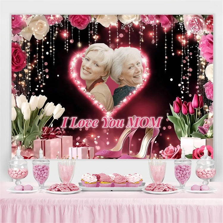 Toile de fond Fête des Mères Cœurs Brillants Amour Personnalisée ZXY3-4