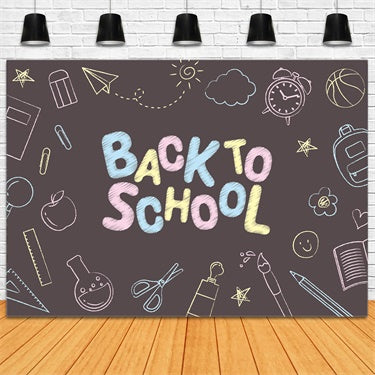 Toile de Fond de Griffonnages sur Sacs et Règles pour la Rentrée Scolaire BRP7-45