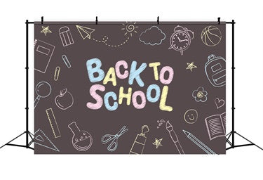 Toile de Fond de Griffonnages sur Sacs et Règles pour la Rentrée Scolaire BRP7-45